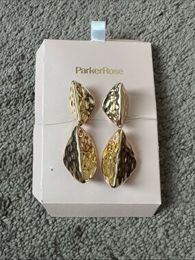 Parker Rose Gold Plated Textured Geometric Drop Statement Earrings
